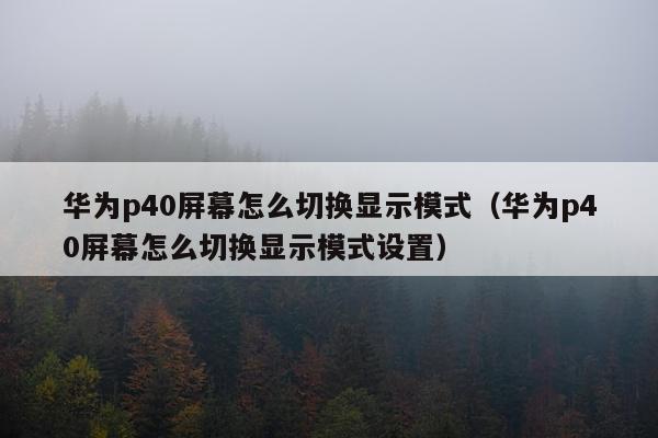 华为p40屏幕怎么切换显示模式（华为p40屏幕怎么切换显示模式设置）