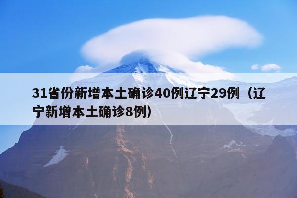 31省份新增本土确诊40例辽宁29例（辽宁新增本土确诊8例）