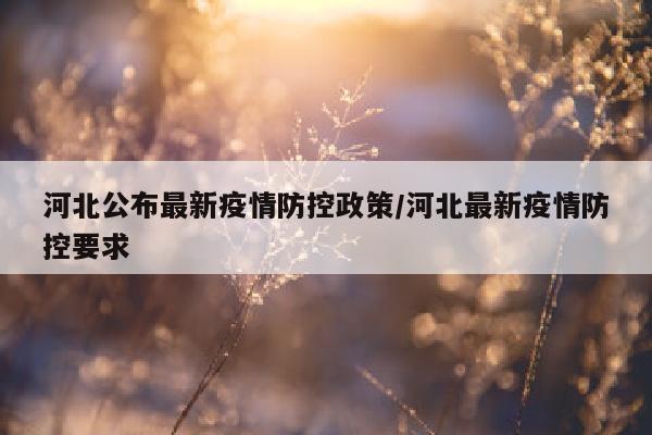 河北公布最新疫情防控政策/河北最新疫情防控要求