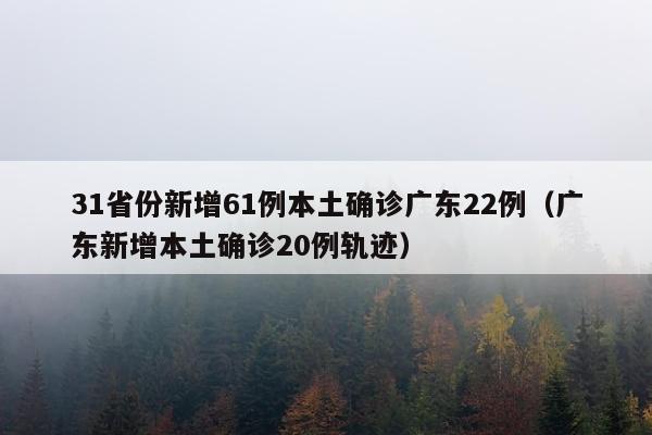 31省份新增61例本土确诊广东22例（广东新增本土确诊20例轨迹）