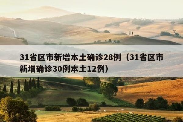 31省区市新增本土确诊28例（31省区市新增确诊30例本土12例）