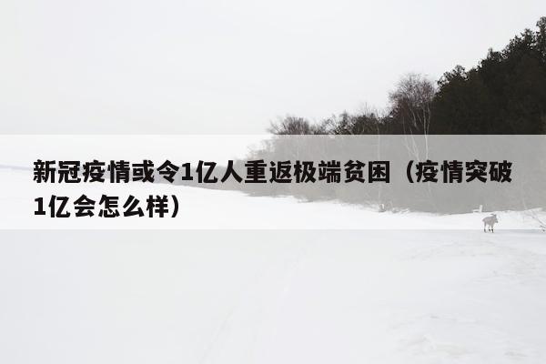 新冠疫情或令1亿人重返极端贫困（疫情突破1亿会怎么样）