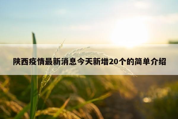 陕西疫情最新消息今天新增20个的简单介绍