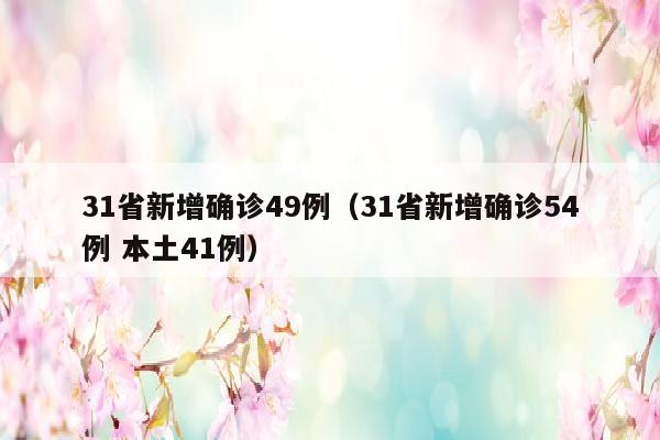 31省新增确诊49例（31省新增确诊54例 本土41例）