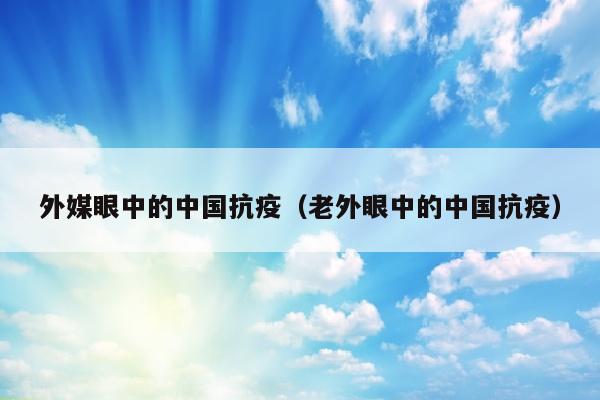 外媒眼中的中国抗疫（老外眼中的中国抗疫）