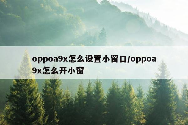 oppoa9x怎么设置小窗口/oppoa9x怎么开小窗