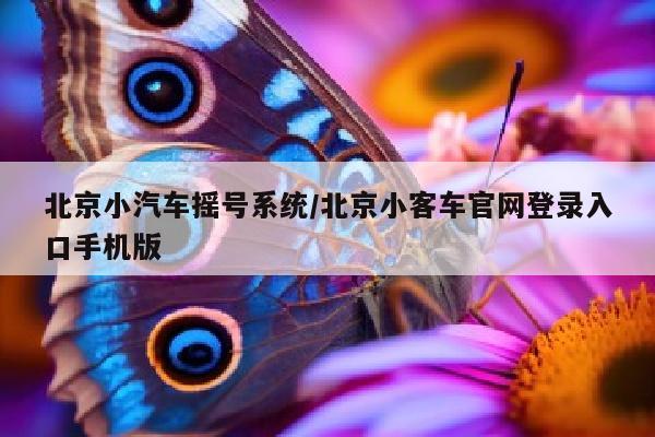 北京小汽车摇号系统/北京小客车官网登录入口手机版
