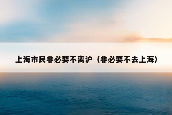 上海市民非必要不离沪（非必要不去上海）