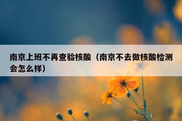 南京上班不再查验核酸（南京不去做核酸检测会怎么样）