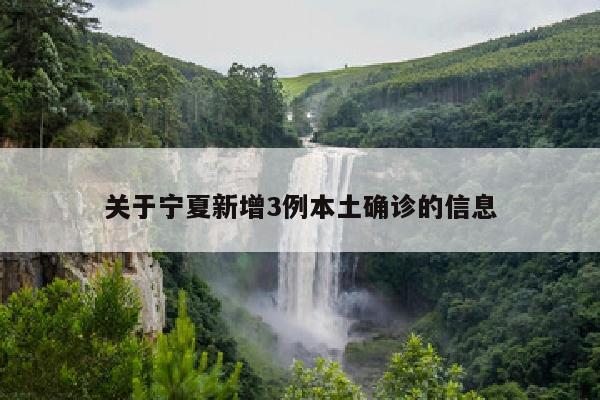 关于宁夏新增3例本土确诊的信息