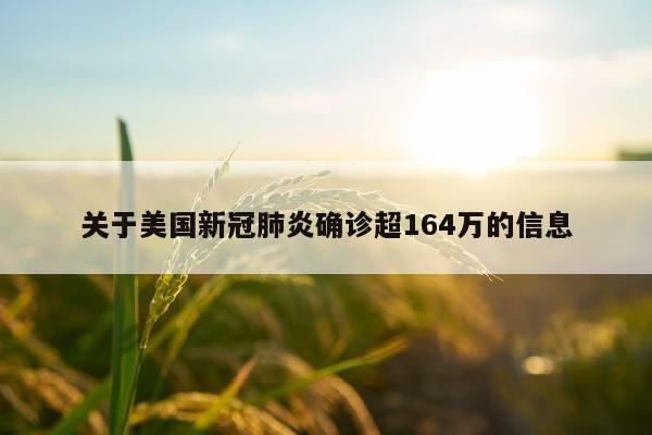 关于美国新冠肺炎确诊超164万的信息
