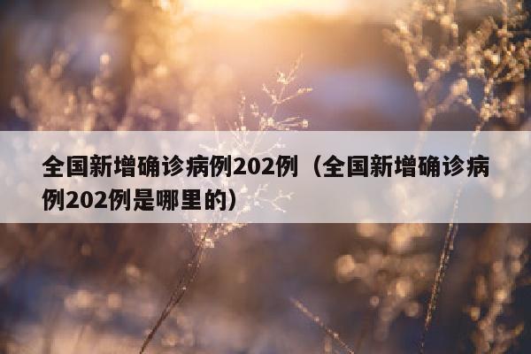 全国新增确诊病例202例（全国新增确诊病例202例是哪里的）