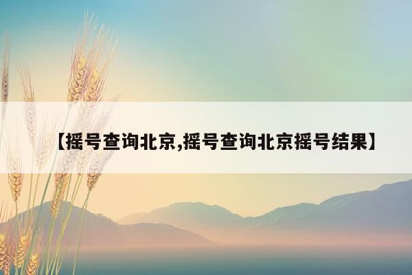 【摇号查询北京,摇号查询北京摇号结果】