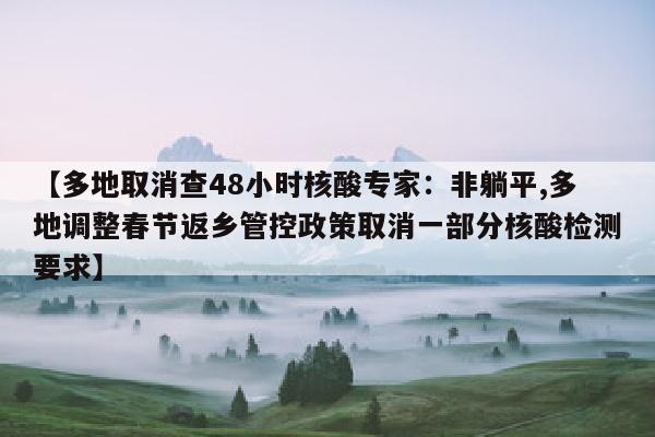 【多地取消查48小时核酸专家：非躺平,多地调整春节返乡管控政策取消一部分核酸检测要求】